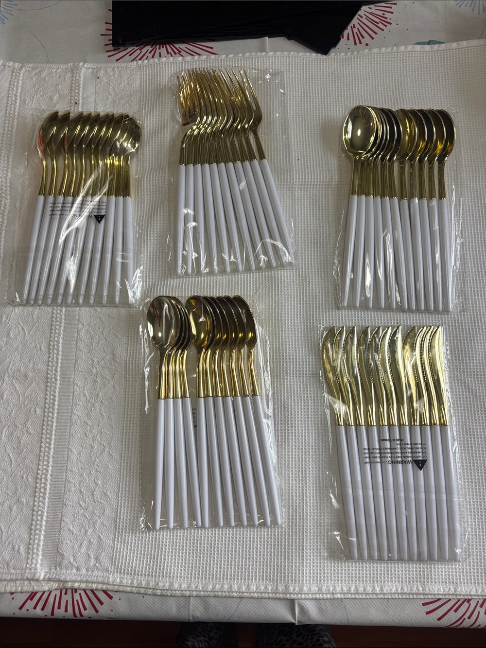 Set of 55 white and gold silverware NWT